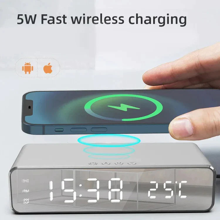 LED Electric Alarm Clock With Wireless Charger