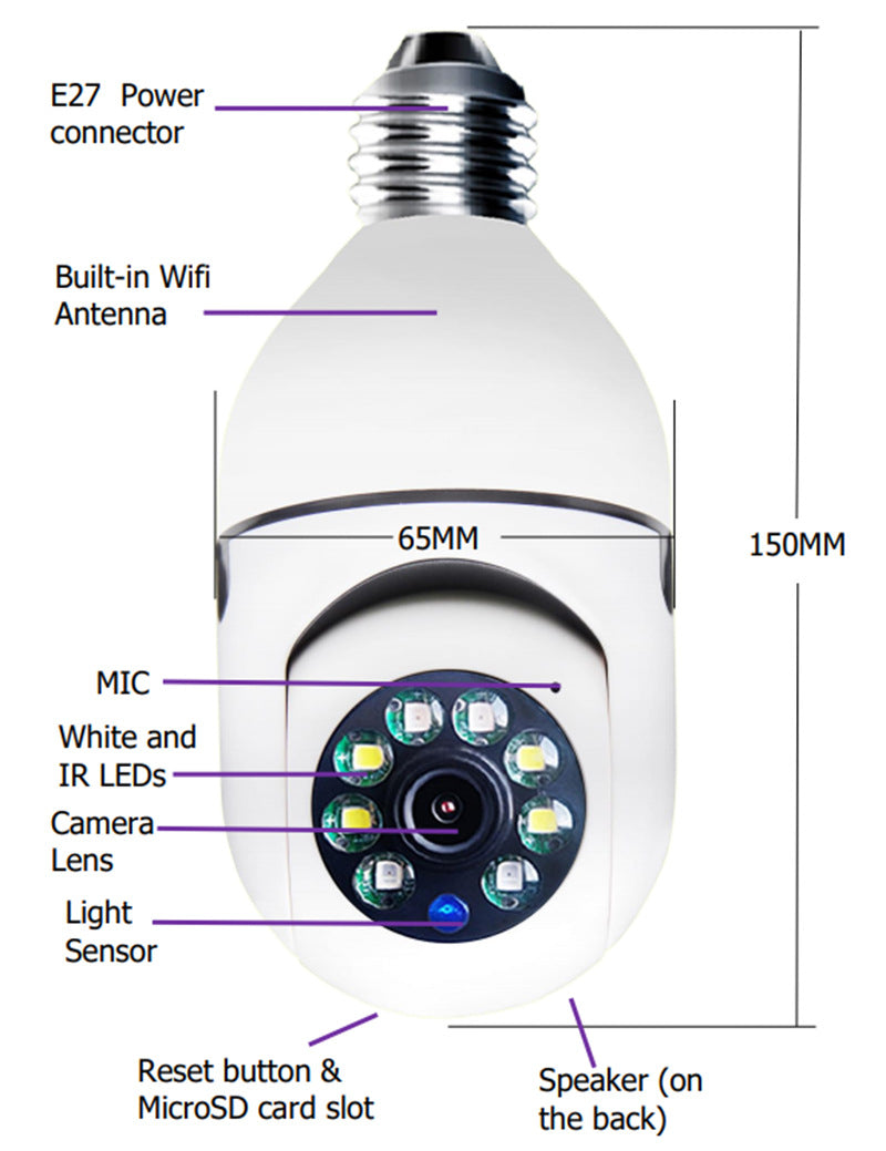 Wireless WIFI Light Bulb Security Camera